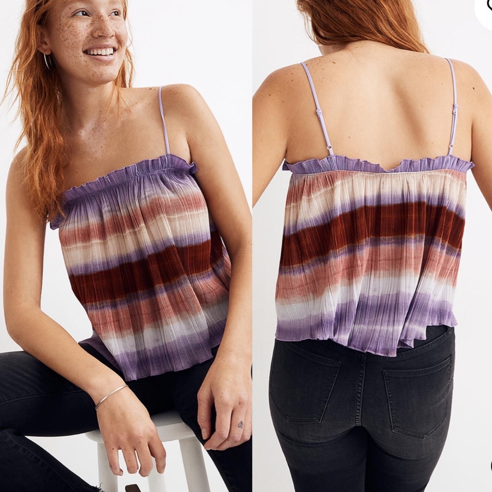 Madewell Micropleat Tank top rainbow ombré